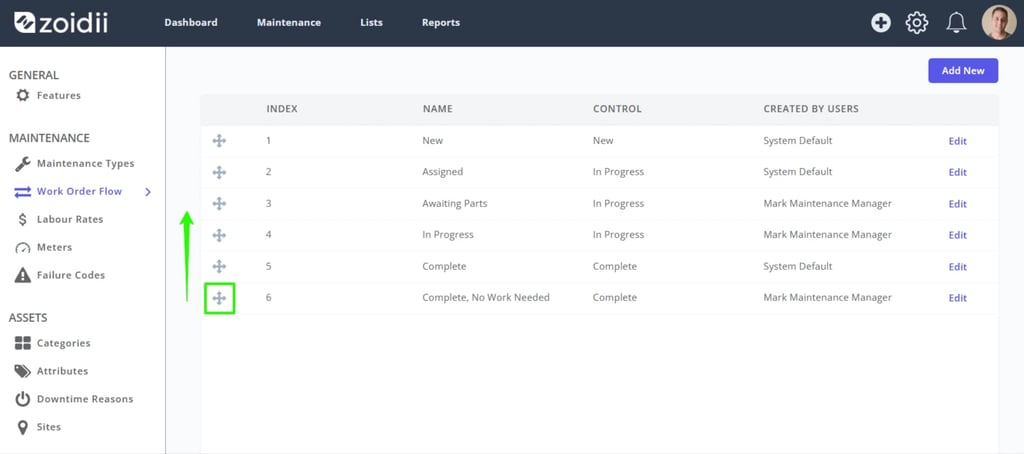 Zoidii Help Article: Create a New Work Order Status