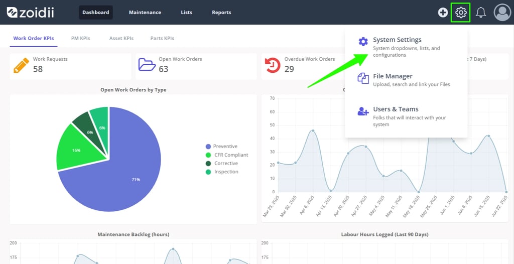 Zoidii Help Article: Create a New Work Order Status