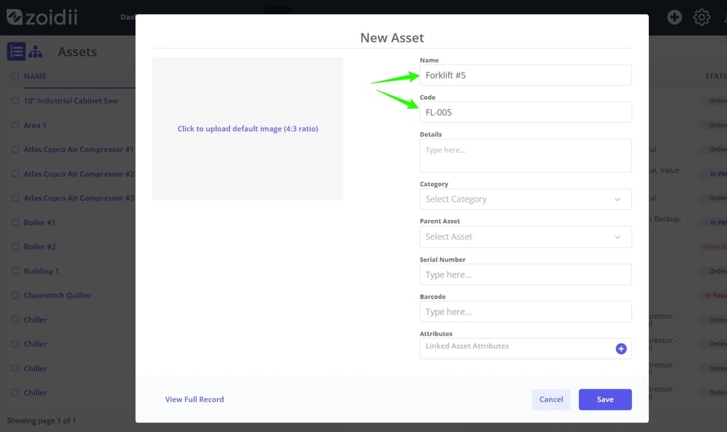 Zoidii Help Article: Add an Asset