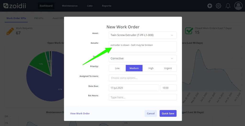 Zoidii Help Article: Create a Work Order