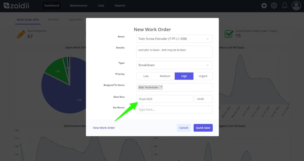 Zoidii Help Article: Create a Work Order