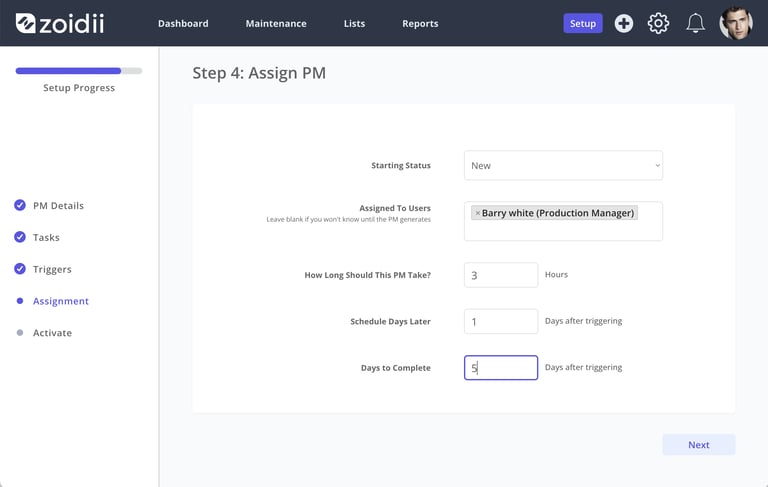 Preventive Maintenance Features | Zoidii CMMS Software