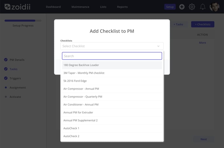 Preventive Maintenance Features | Zoidii CMMS Software